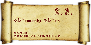 Körmendy Márk névjegykártya